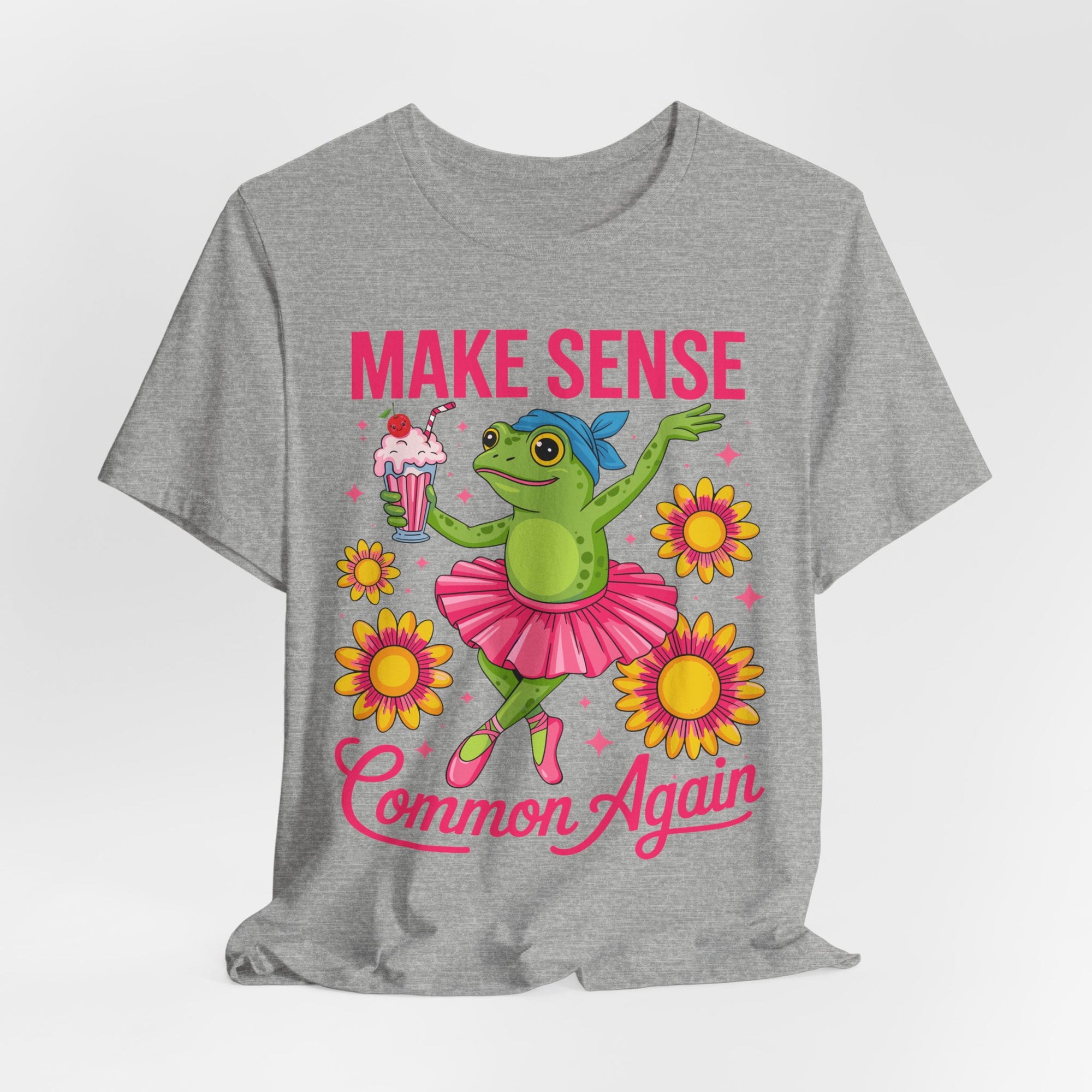 Make Sense Common Again T‑Shirt — Cute Dancing Frog Graphic Tee