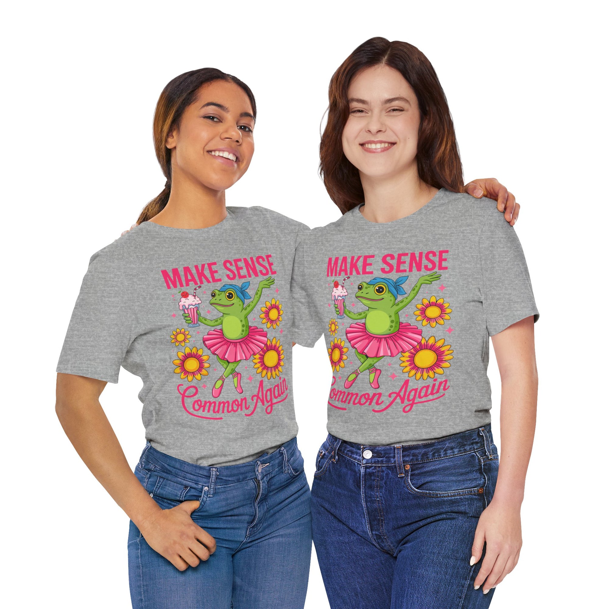 Make Sense Common Again T‑Shirt — Cute Dancing Frog Graphic Tee