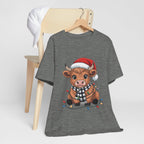 Festive Cow Christmas Tee, Unisex Holiday Shirt, Cute Animal T-Shirt