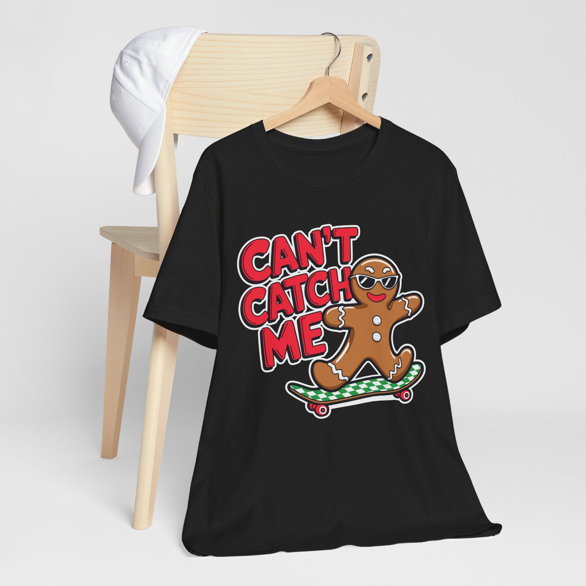 Gingerbread Skateboard Tee, Funny Holiday T-Shirt, Unisex Christmas Gift