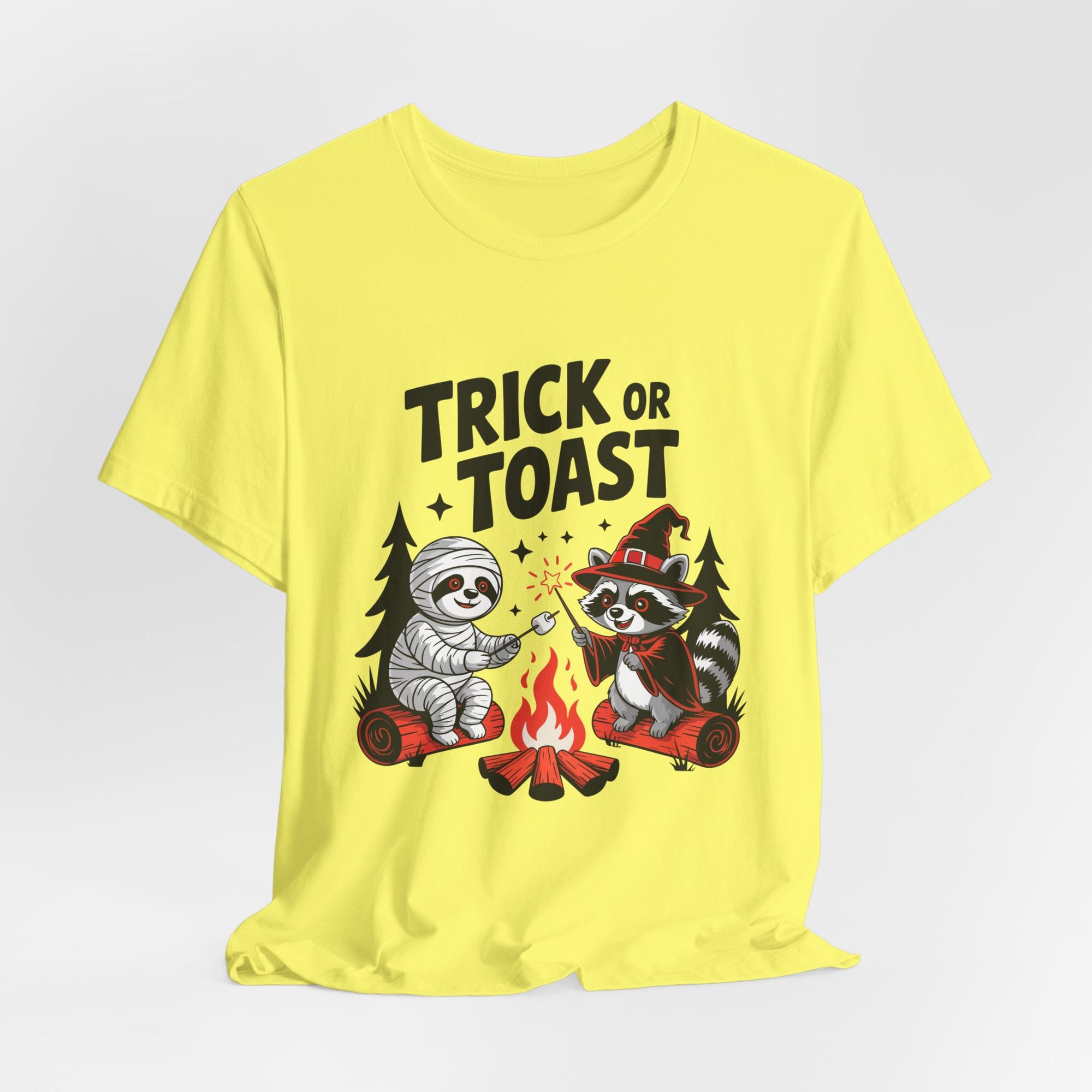Graphic Tee for Outdoor Lovers - Trick or Toast Sloth & Raccoon, Perfect Fall Gift