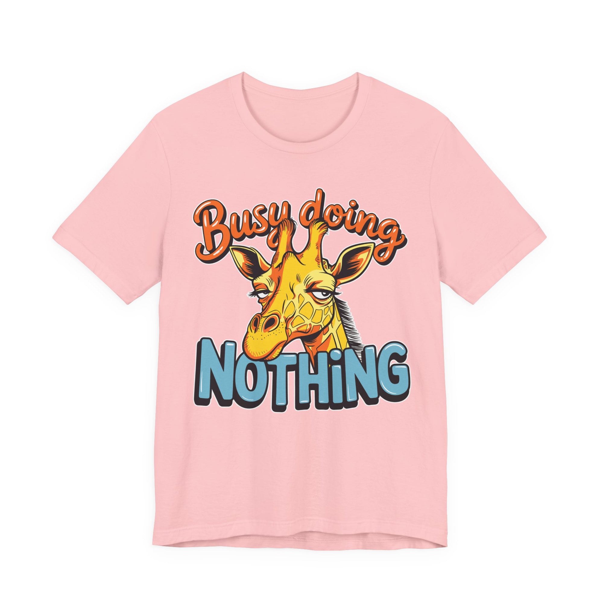 Funny Giraffe Busy Doing Nothing Lazy Animal Cartoon Design Unisex Jersey Short Sleeve Tee