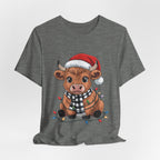 Festive Cow Christmas Tee, Unisex Holiday Shirt, Cute Animal T-Shirt