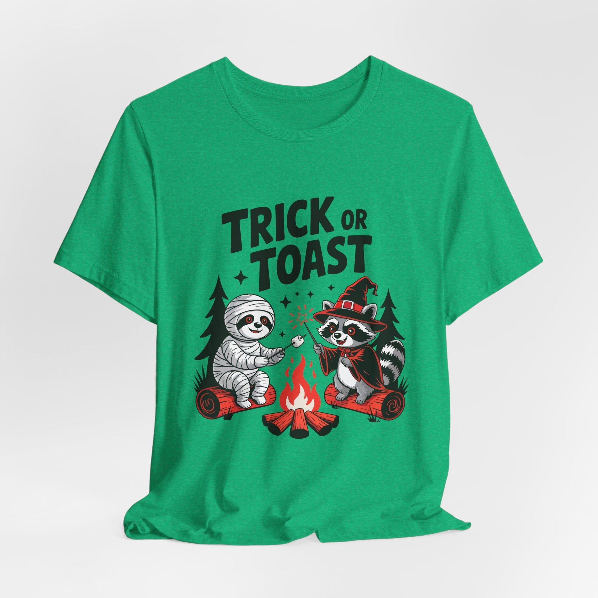 Graphic Tee for Outdoor Lovers - Trick or Toast Sloth & Raccoon, Perfect Fall Gift