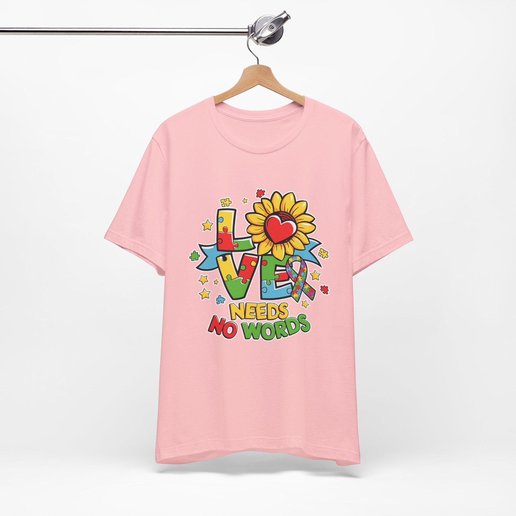 Colorful Love Needs No Words Tee, Unisex Graphic Tee