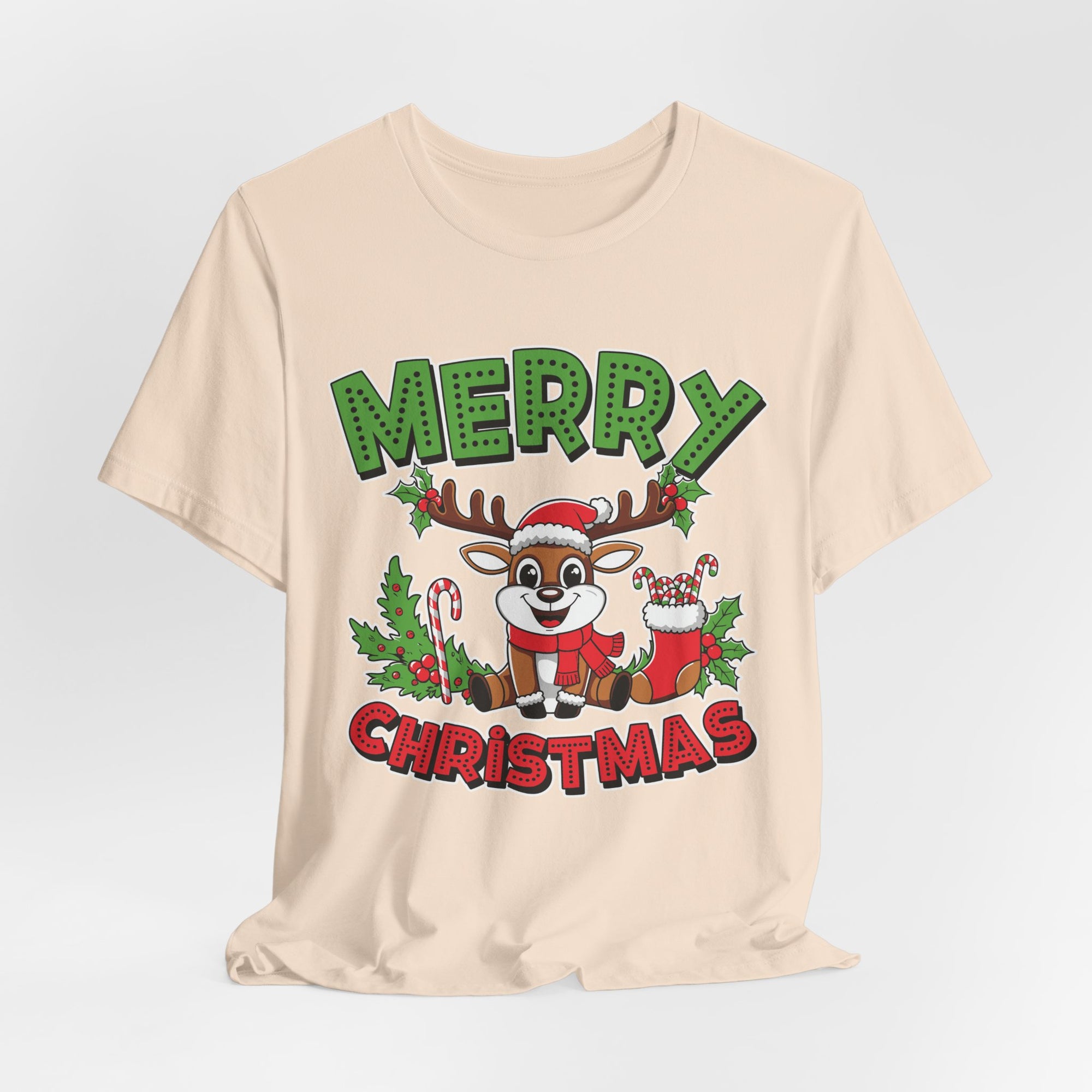 Merry Christmas Reindeer Tee, Festive Holiday Shirt, Unisex Christmas Apparel, Cute Gifts for Him/Her, Holiday Party Outfit