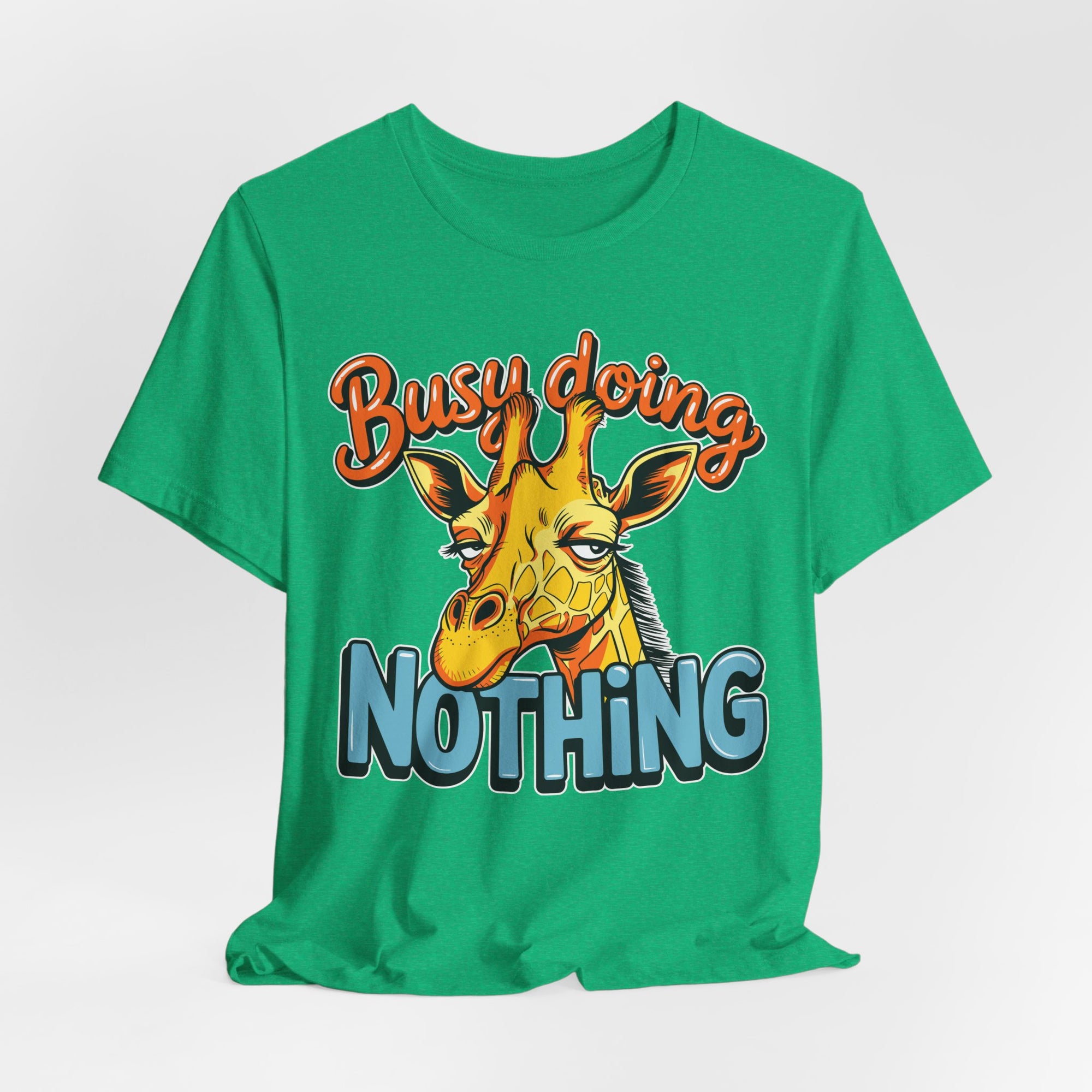 Funny Giraffe Busy Doing Nothing Lazy Animal Cartoon Design Unisex Jersey Short Sleeve Tee