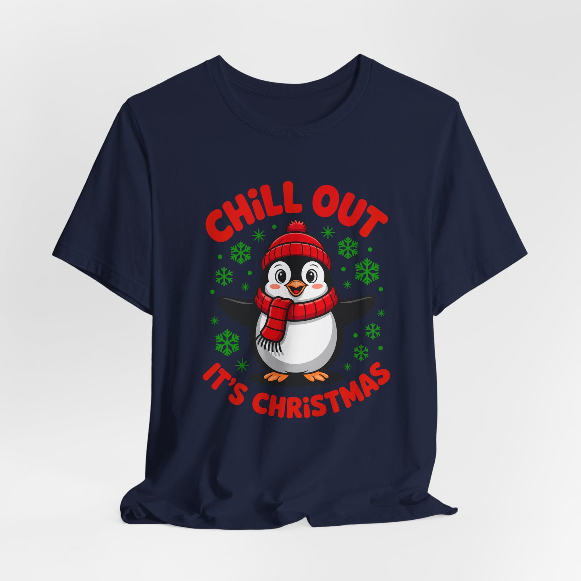 Christmas Penguin Tee | Chill Out It's Christmas, Unisex Holiday Shirt, Winter Apparel, Festive Gift, Cozy Christmas Tee