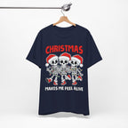 Skeleton Christmas Tee, Holiday Shirt, Unisex Christmas T-Shirt, Fun Winter Apparel, Party Outfit.