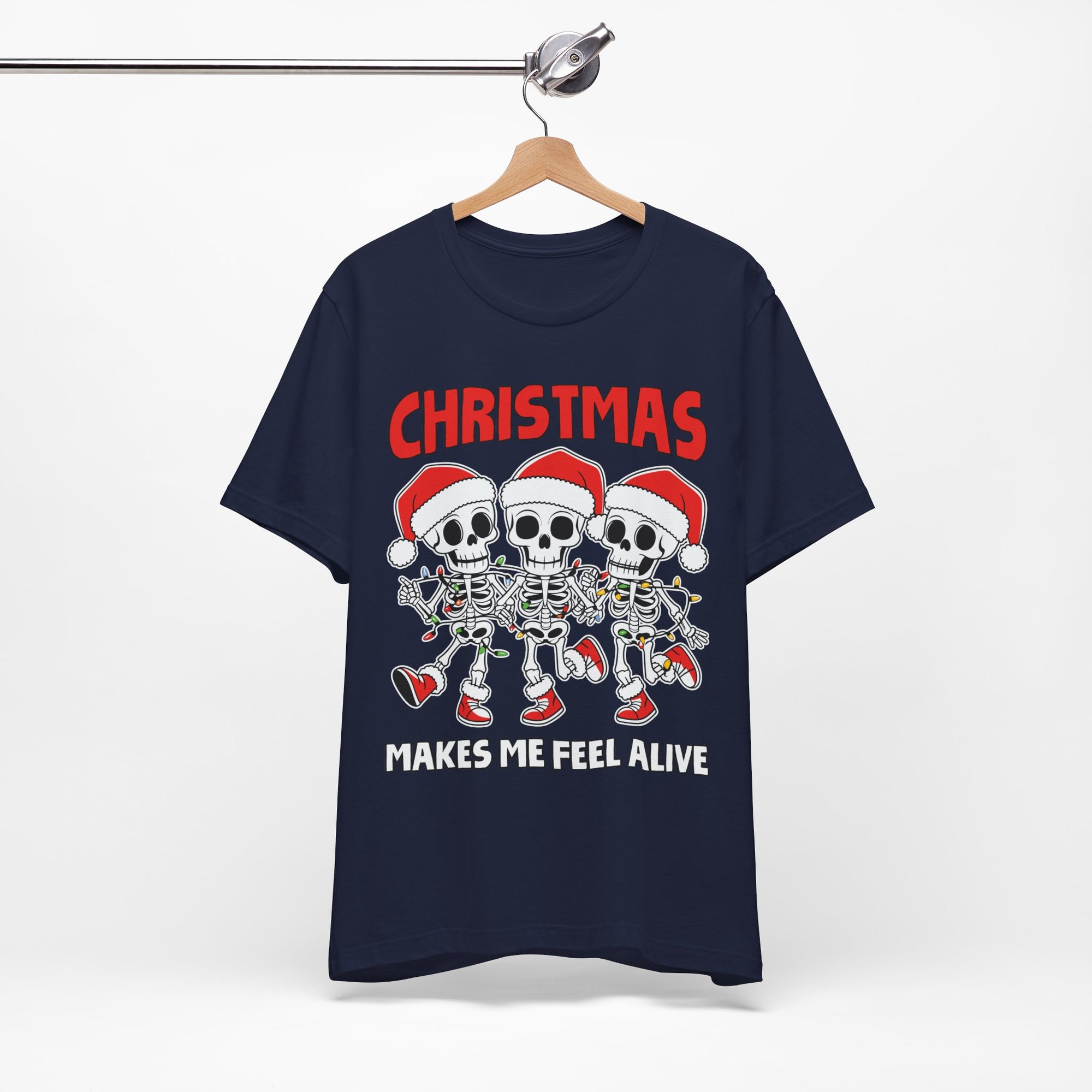 Skeleton Christmas Tee, Holiday Shirt, Unisex Christmas T-Shirt, Fun Winter Apparel, Party Outfit.