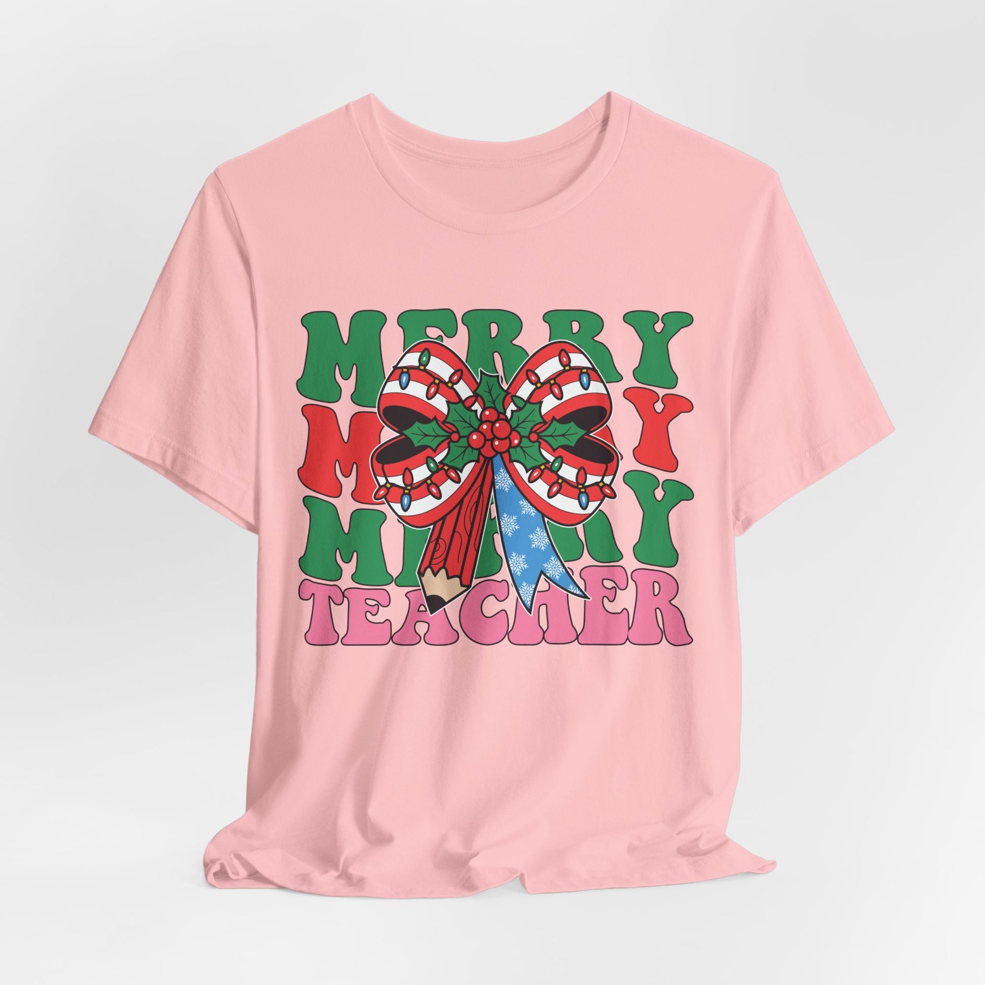 Merry Teacher T-Shirt | Cute Holiday Tee for Educators, Christmas Gift, Teacher Appreciation, Casual Wear, Festive Apparel