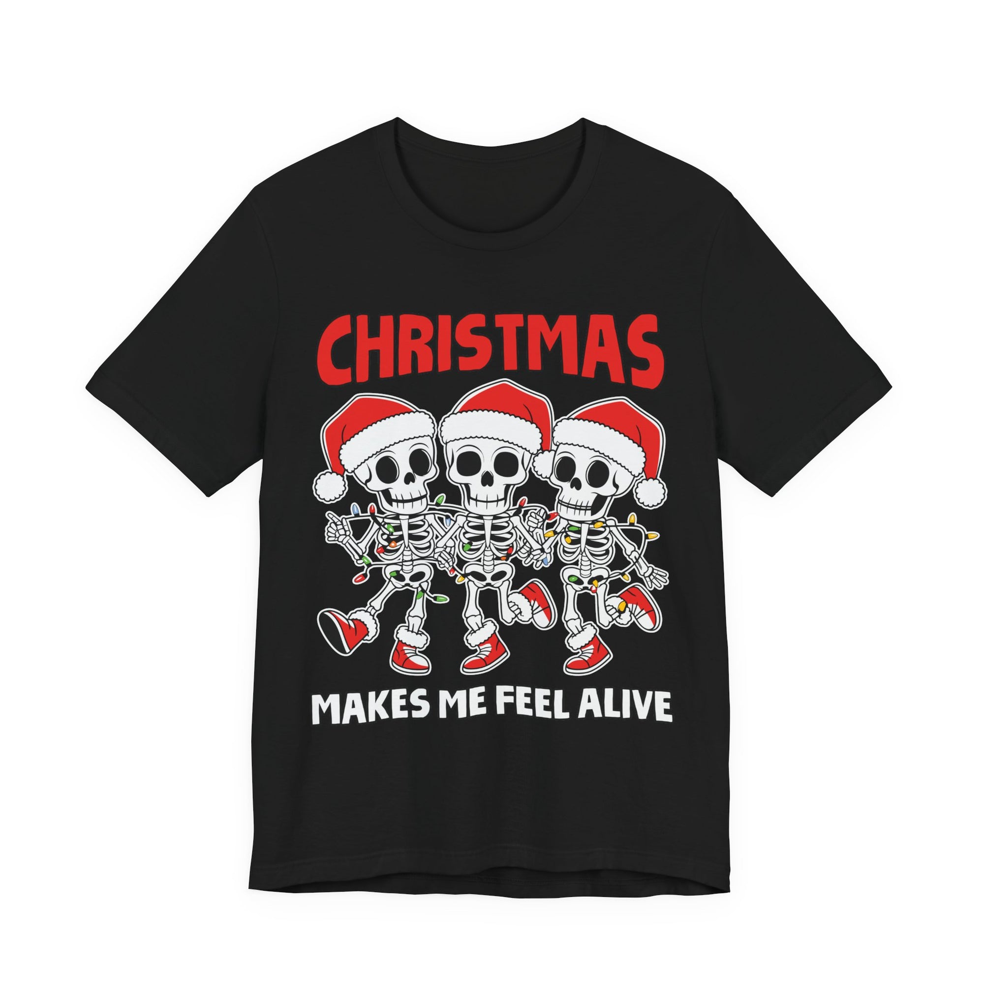 Skeleton Christmas Tee, Holiday Shirt, Unisex Christmas T-Shirt, Fun Winter Apparel, Party Outfit.