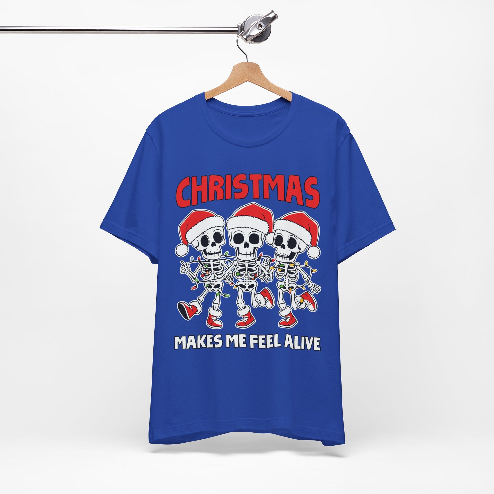 Skeleton Christmas Tee, Holiday Shirt, Unisex Christmas T-Shirt, Fun Winter Apparel, Party Outfit.