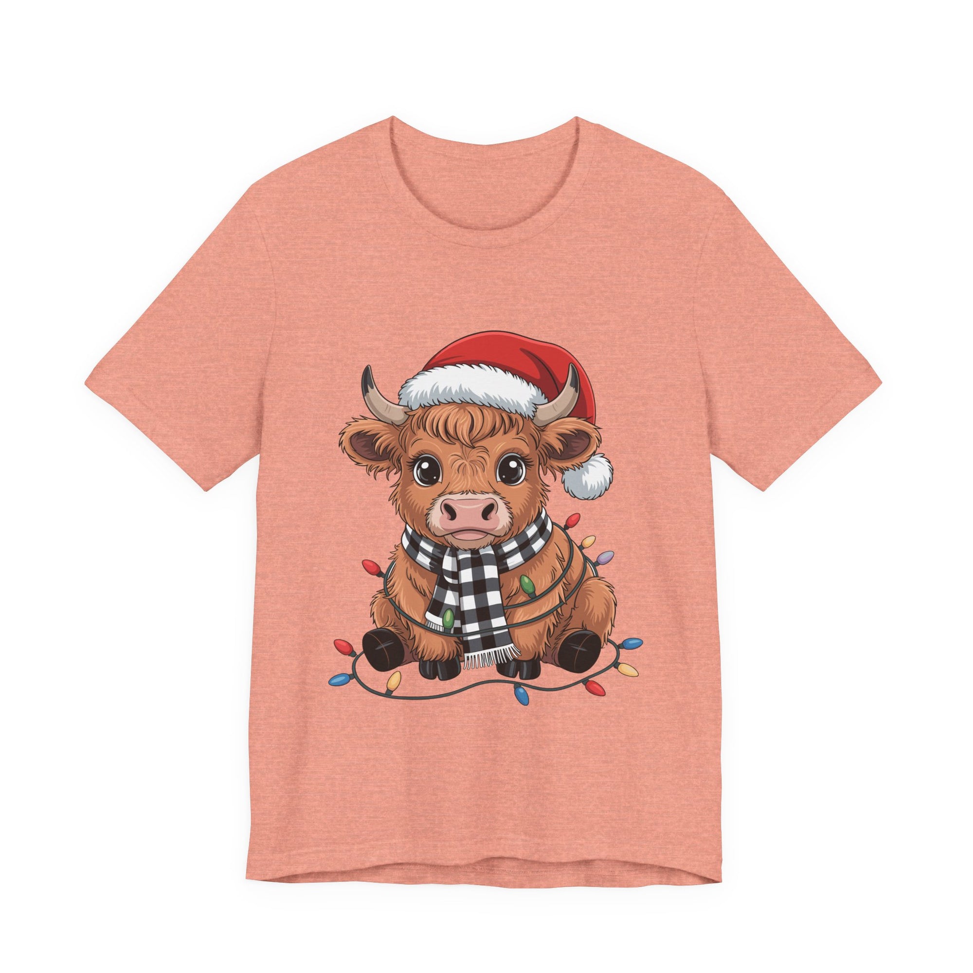 Festive Cow Christmas Tee, Unisex Holiday Shirt, Cute Animal T-Shirt