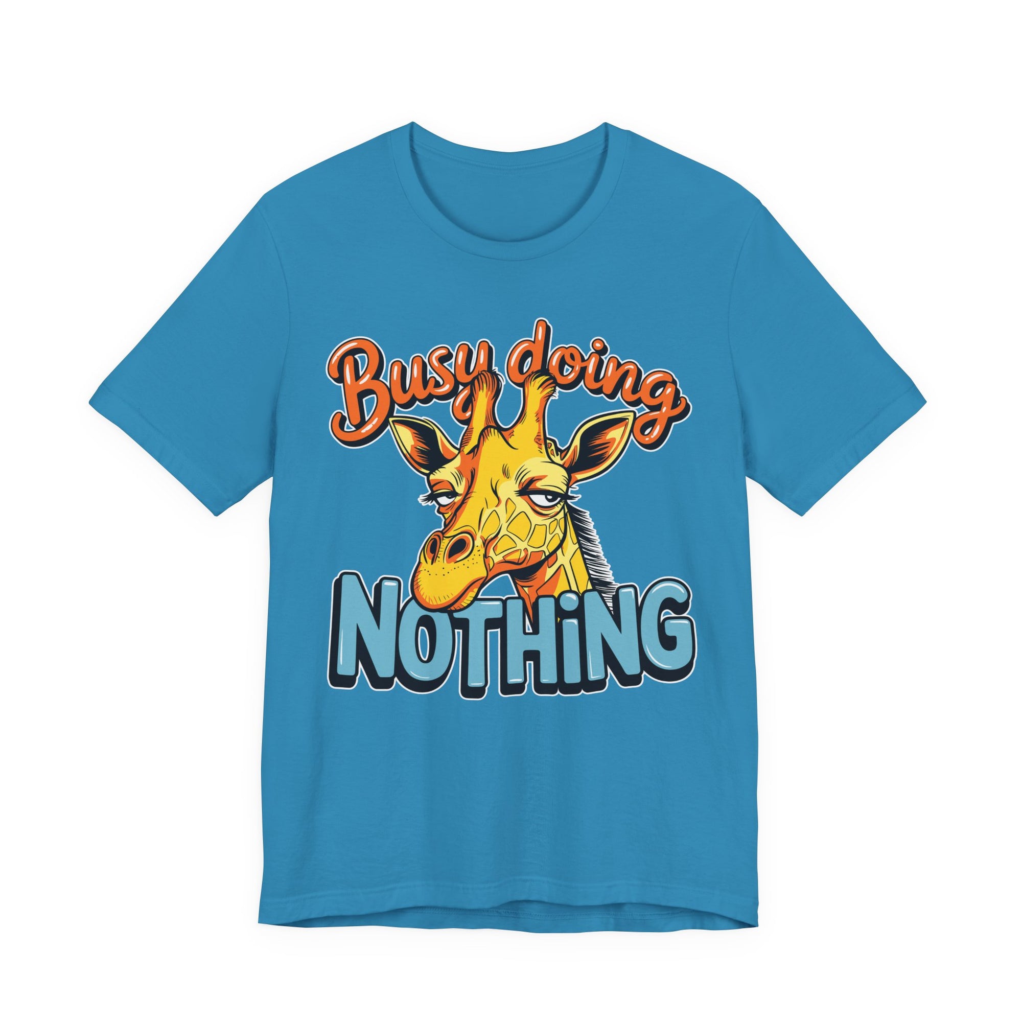 Funny Giraffe Busy Doing Nothing Lazy Animal Cartoon Design Unisex Jersey Short Sleeve Tee