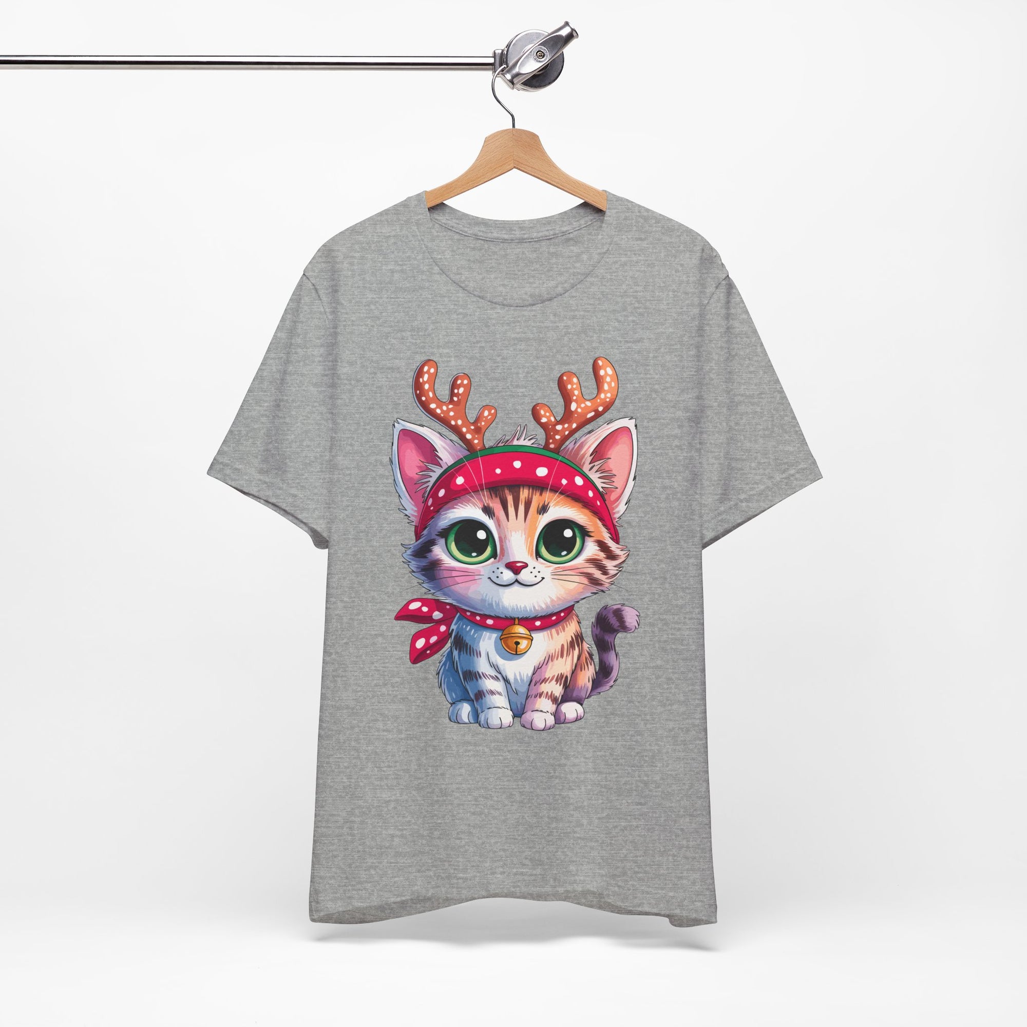 Cute Cat Holiday Tee Shirt, Unisex Cat Lover Gift, Christmas T-Shirt, Animal Graphic Tee, Fun Holiday Apparel