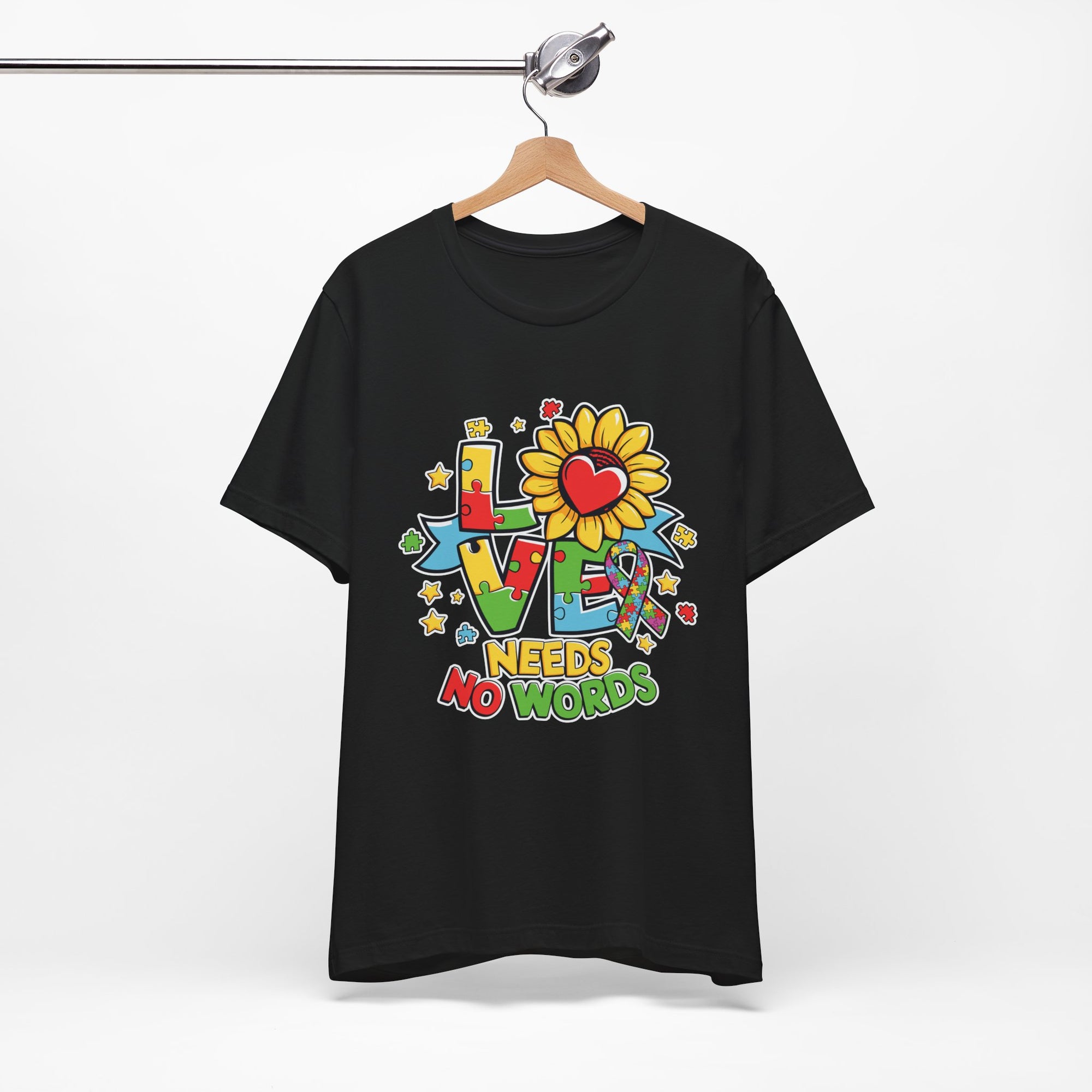 Colorful Love Needs No Words Tee, Unisex Graphic Tee
