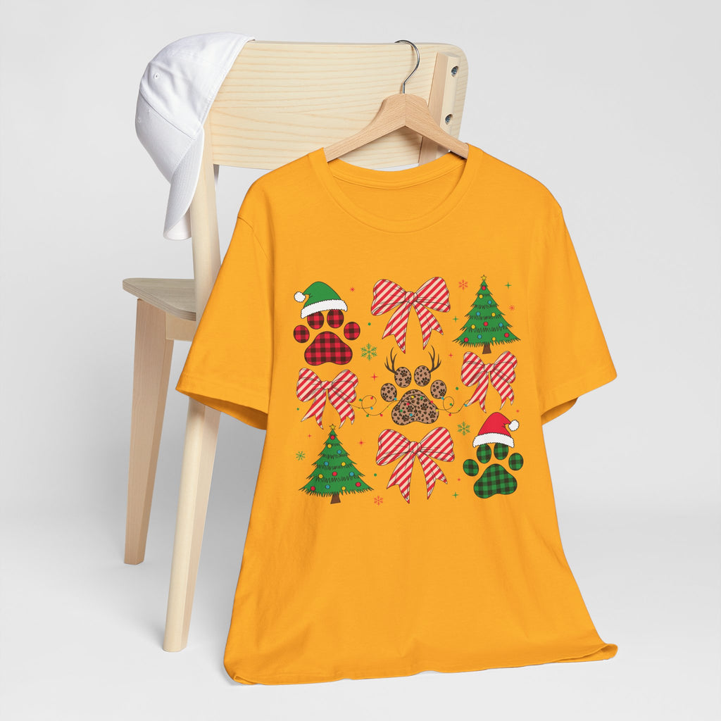 Festive Pet Lover Tee - Christmas Celebration Shirt, Holiday Gift for Dog Owners, Cute Winter Apparel, Paw Print T-Shirt, Unisex