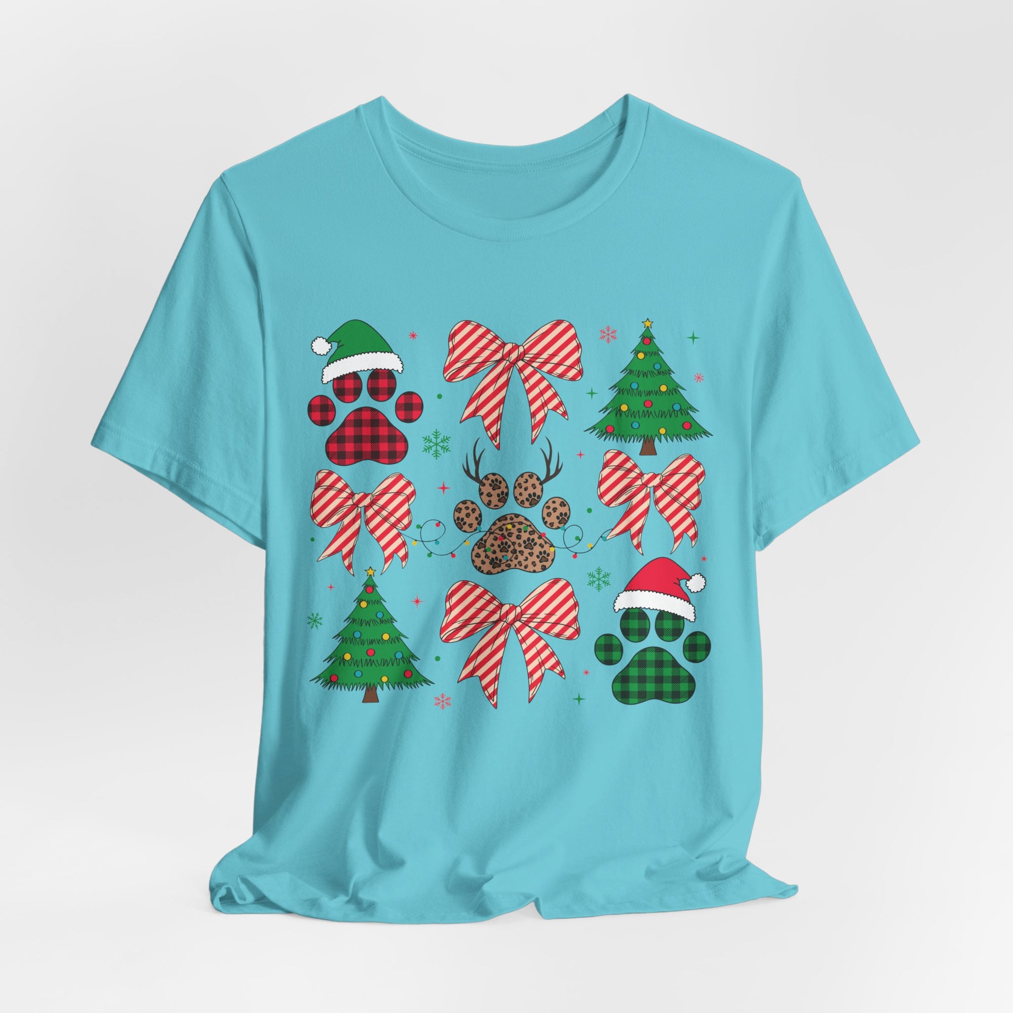 Festive Pet Lover Tee - Christmas Celebration Shirt, Holiday Gift for Dog Owners, Cute Winter Apparel, Paw Print T-Shirt, Unisex