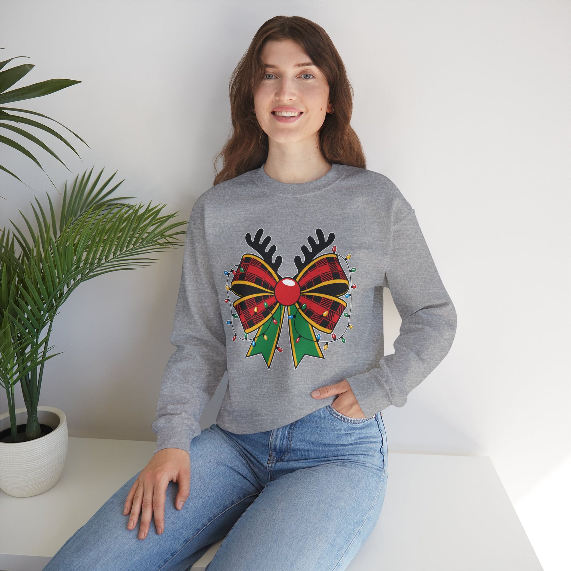 Holiday Reindeer Bow Sweatshirt