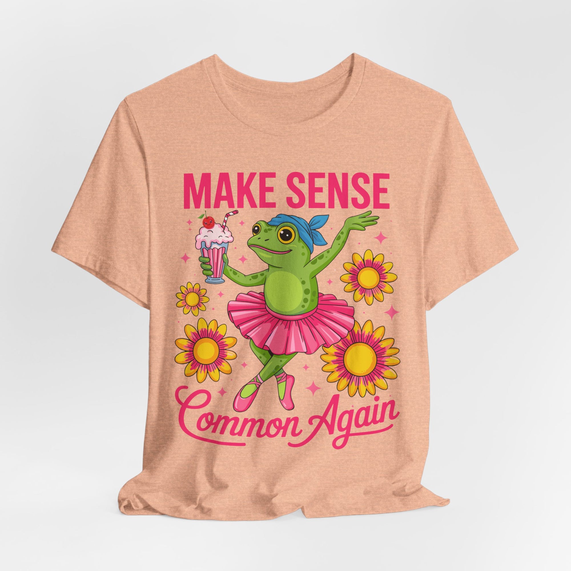 Make Sense Common Again T‑Shirt — Cute Dancing Frog Graphic Tee