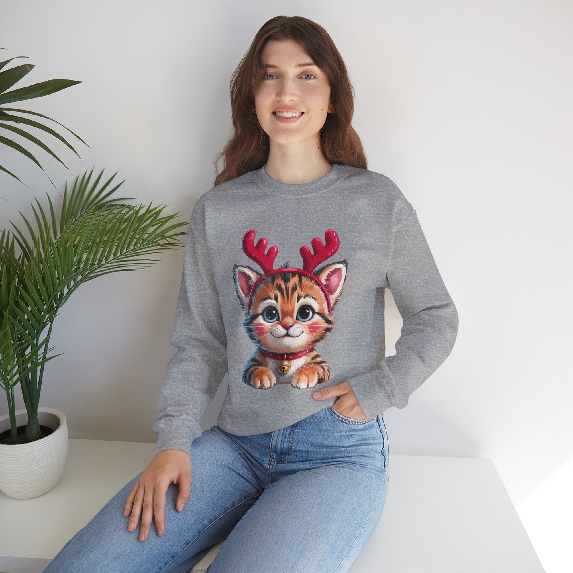 Cute Cat Antlers Crewneck Sweatshirt