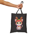 Festive Cat Tote Bag – Cute Christmas Reusable Holiday Canvas