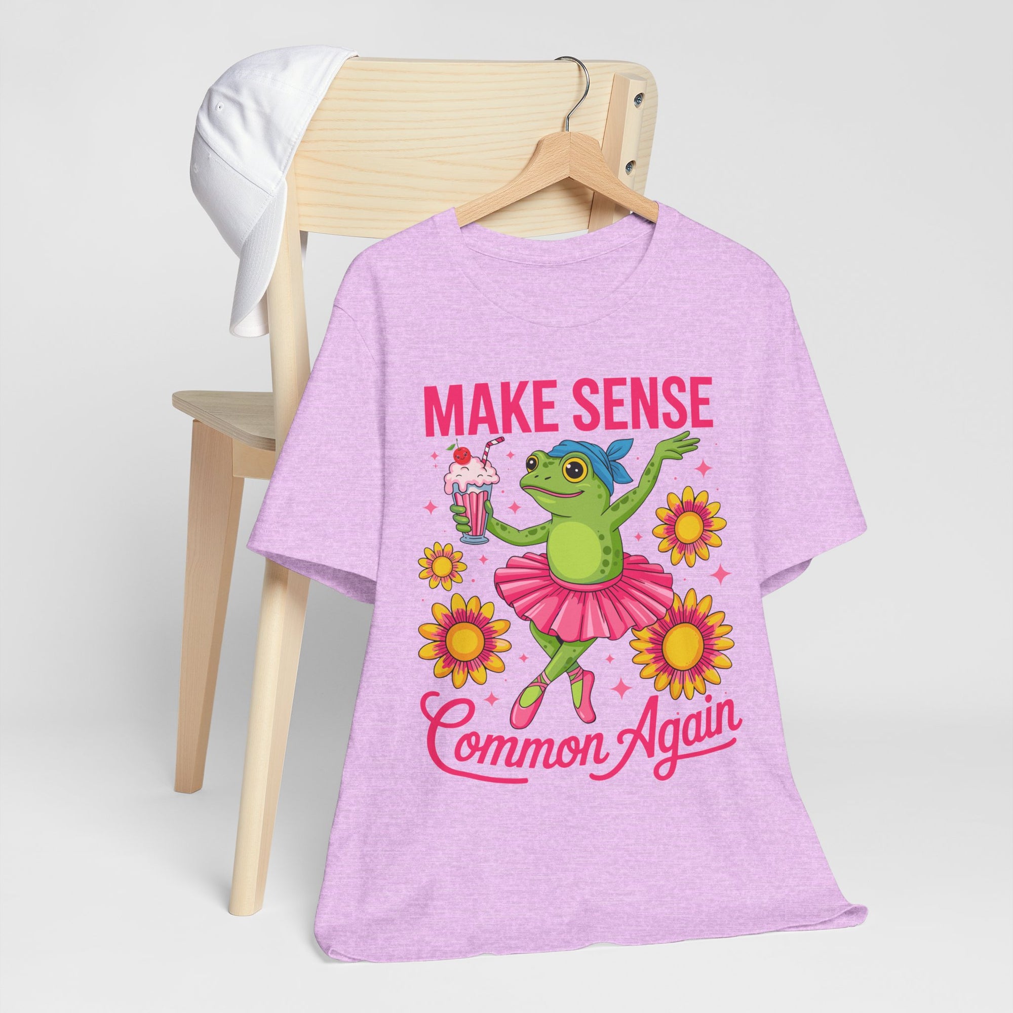 Make Sense Common Again T‑Shirt — Cute Dancing Frog Graphic Tee