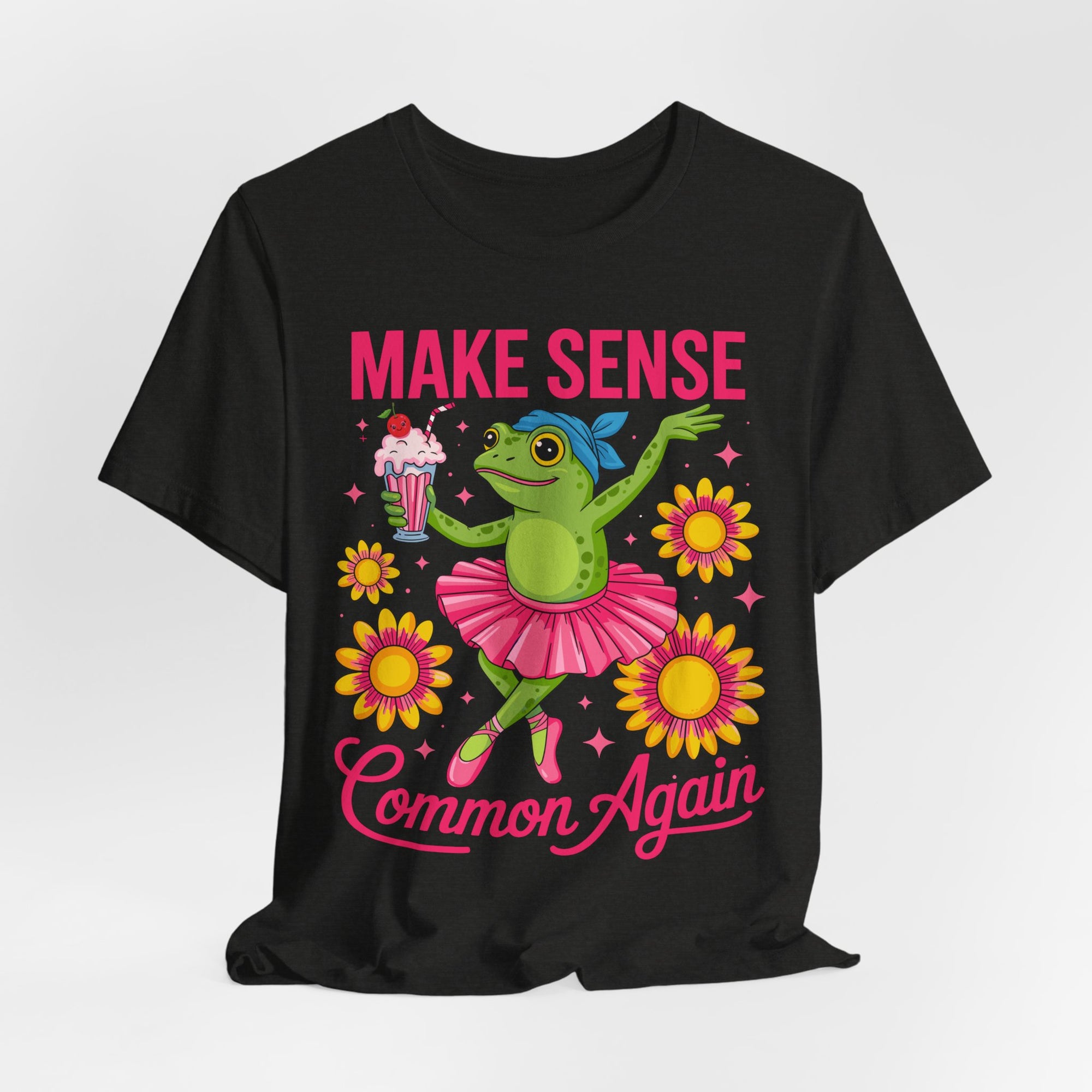 Make Sense Common Again T‑Shirt — Cute Dancing Frog Graphic Tee