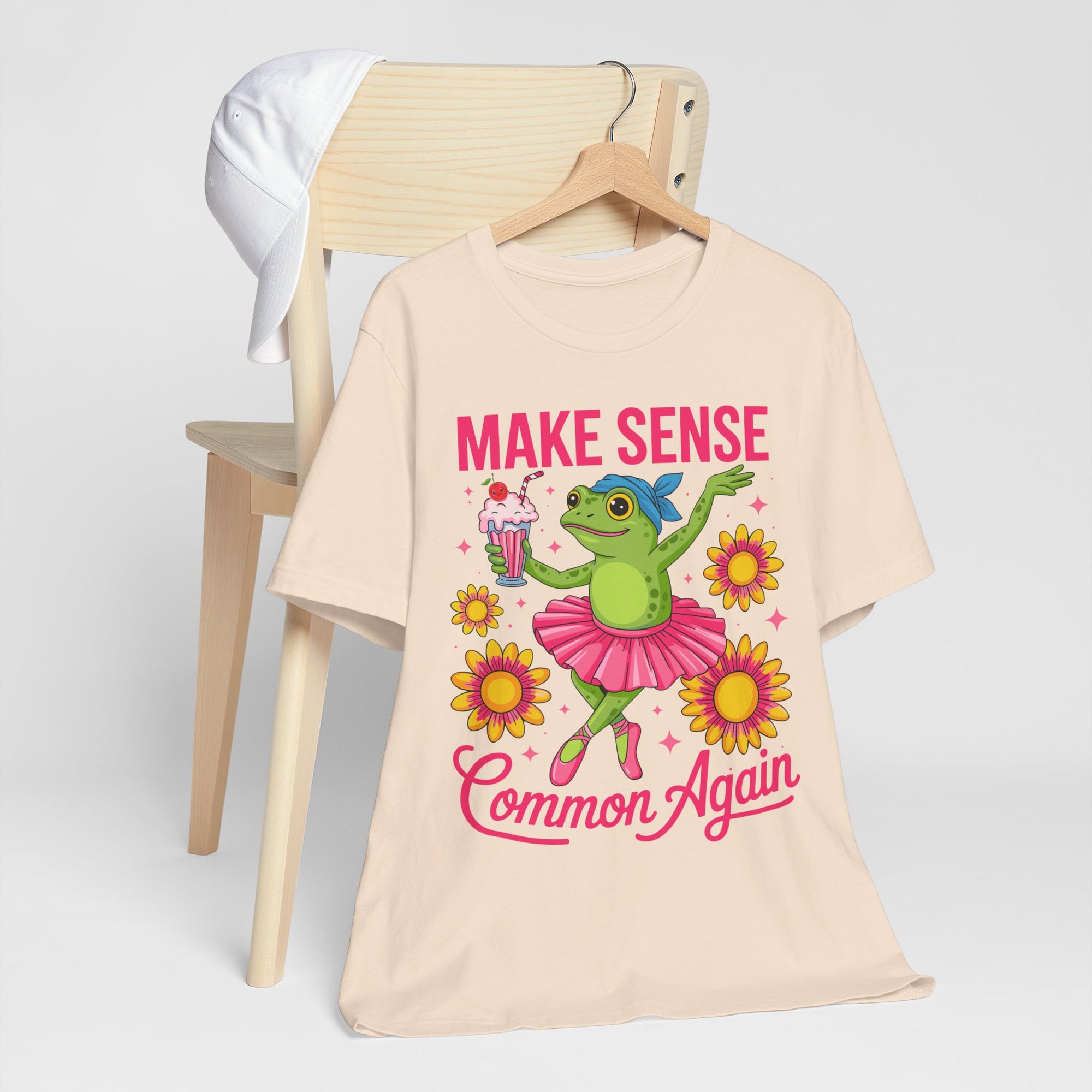 Make Sense Common Again T‑Shirt — Cute Dancing Frog Graphic Tee