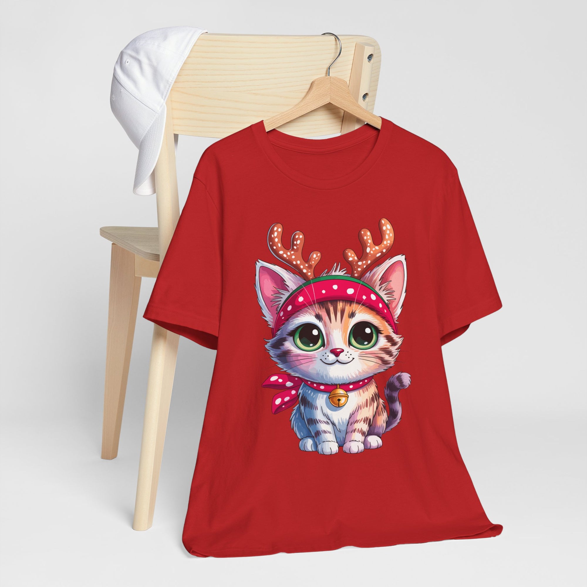 Cute Cat Holiday Tee Shirt, Unisex Cat Lover Gift, Christmas T-Shirt, Animal Graphic Tee, Fun Holiday Apparel