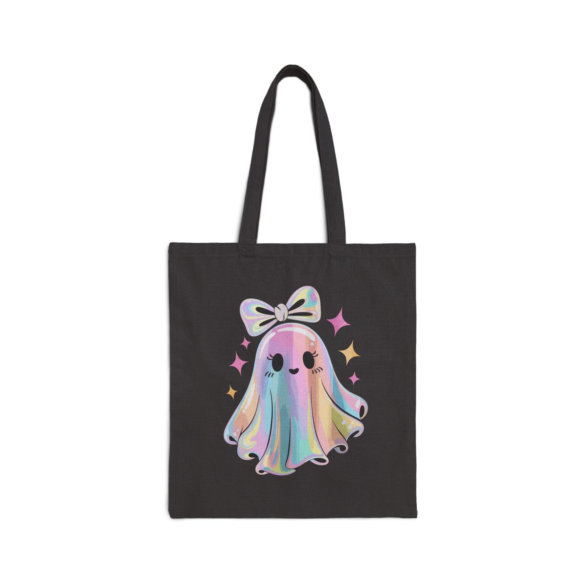 Cute Ghost Tote Bag – Fun Rainbow Halloween Reusable Canvas