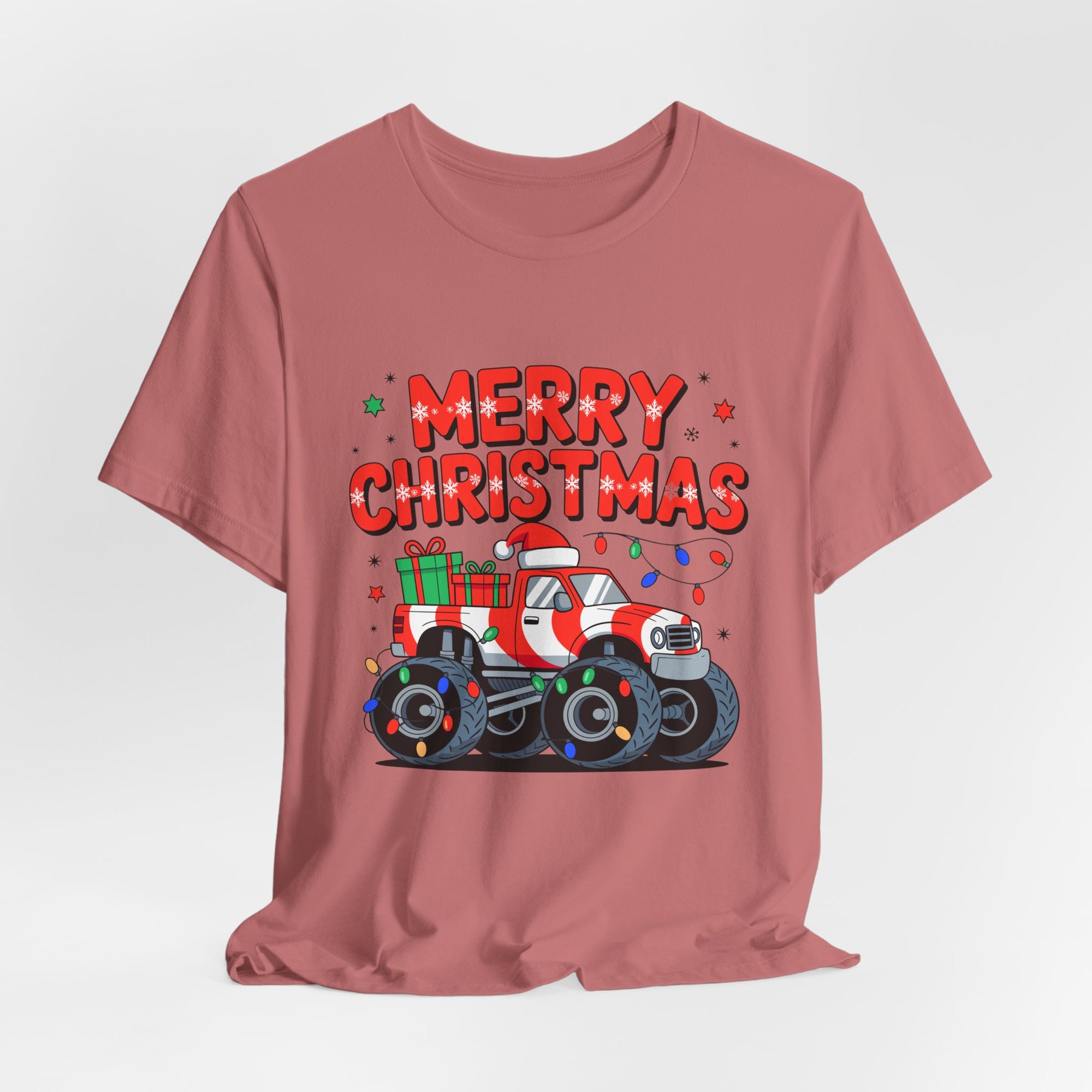 Merry Christmas Monster Truck  Festive Holiday Graphic Shirt