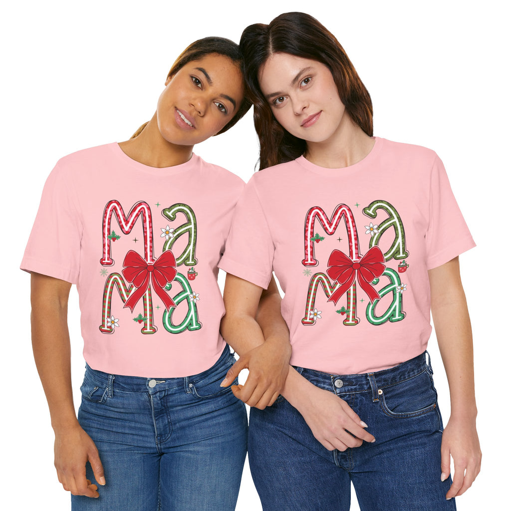 Festive Mama Tee - Holiday T-Shirt, Christmas Gift, Family Gathering, Casual Wear, Mom Shirt