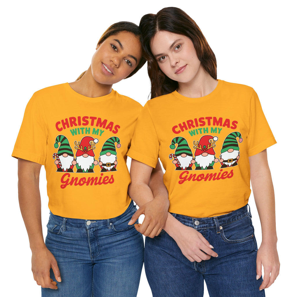 Christmas with My Gnomies Unisex Tee, Holiday Shirt, Christmas Gift, Gnome Tee, Festive Apparel, Cute Christmas T-Shirt