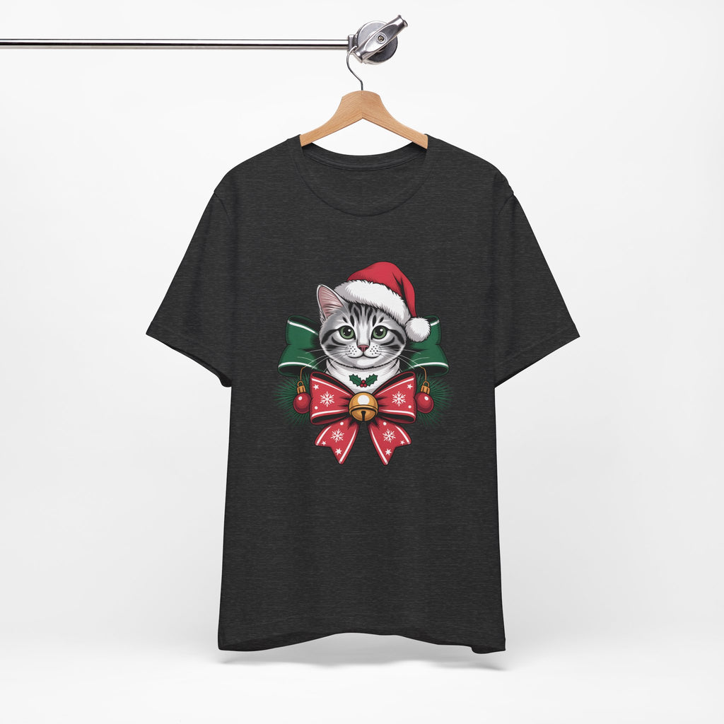 Festive Cat Christmas Tee, Cat Lover Gift, Holiday Shirt, Unisex T-Shirt