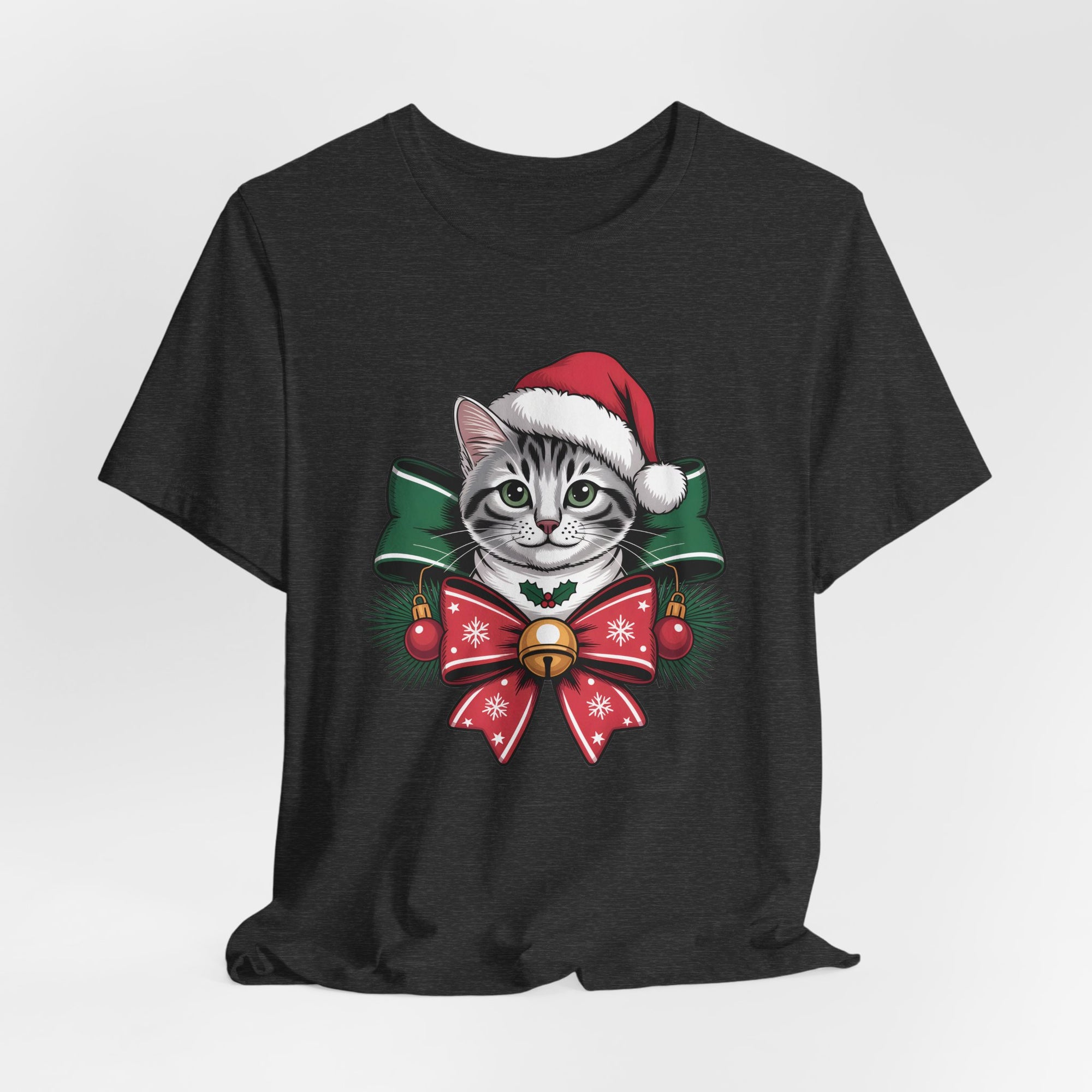Festive Cat Christmas Tee, Cat Lover Gift, Holiday Shirt, Unisex T-Shirt