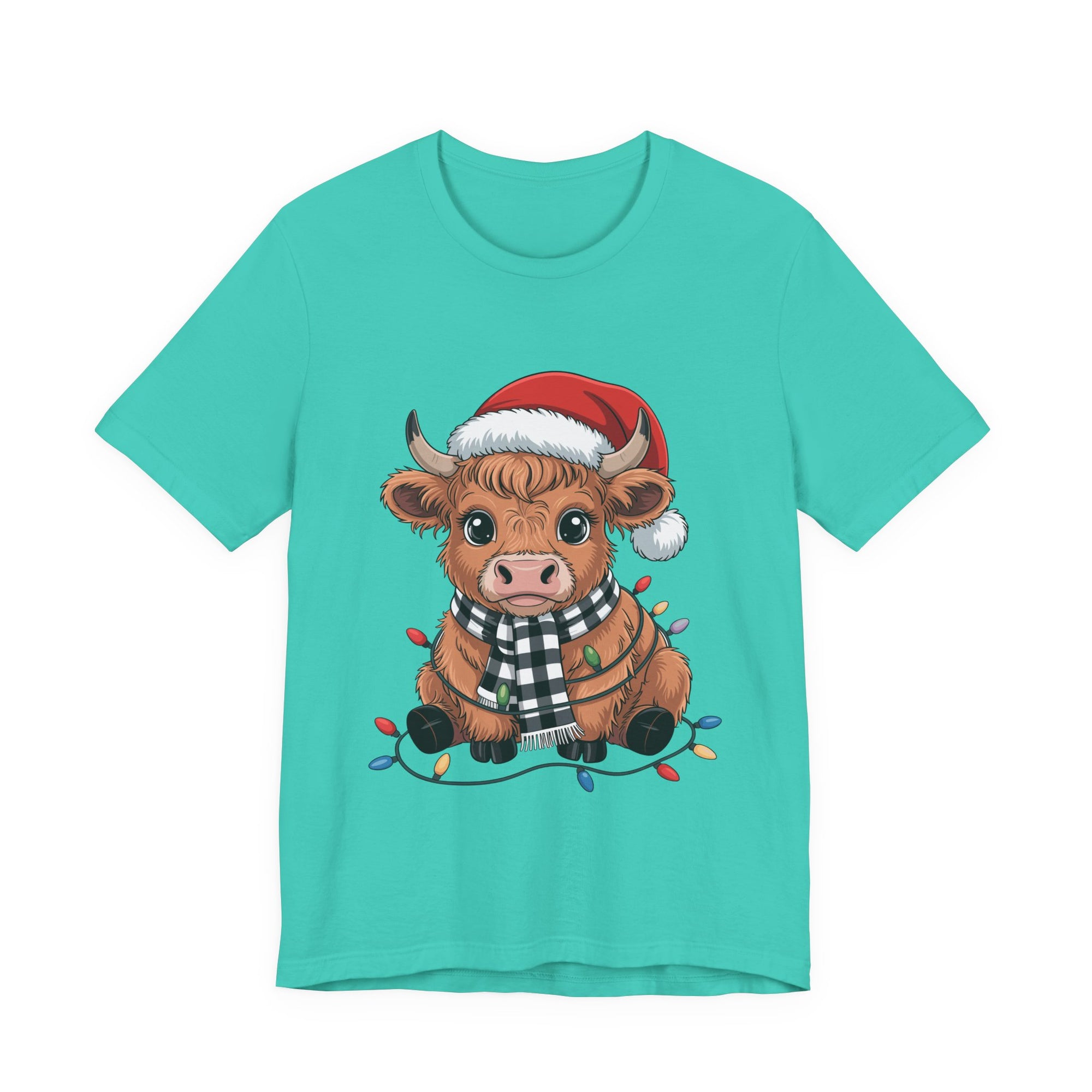Festive Cow Christmas Tee, Unisex Holiday Shirt, Cute Animal T-Shirt