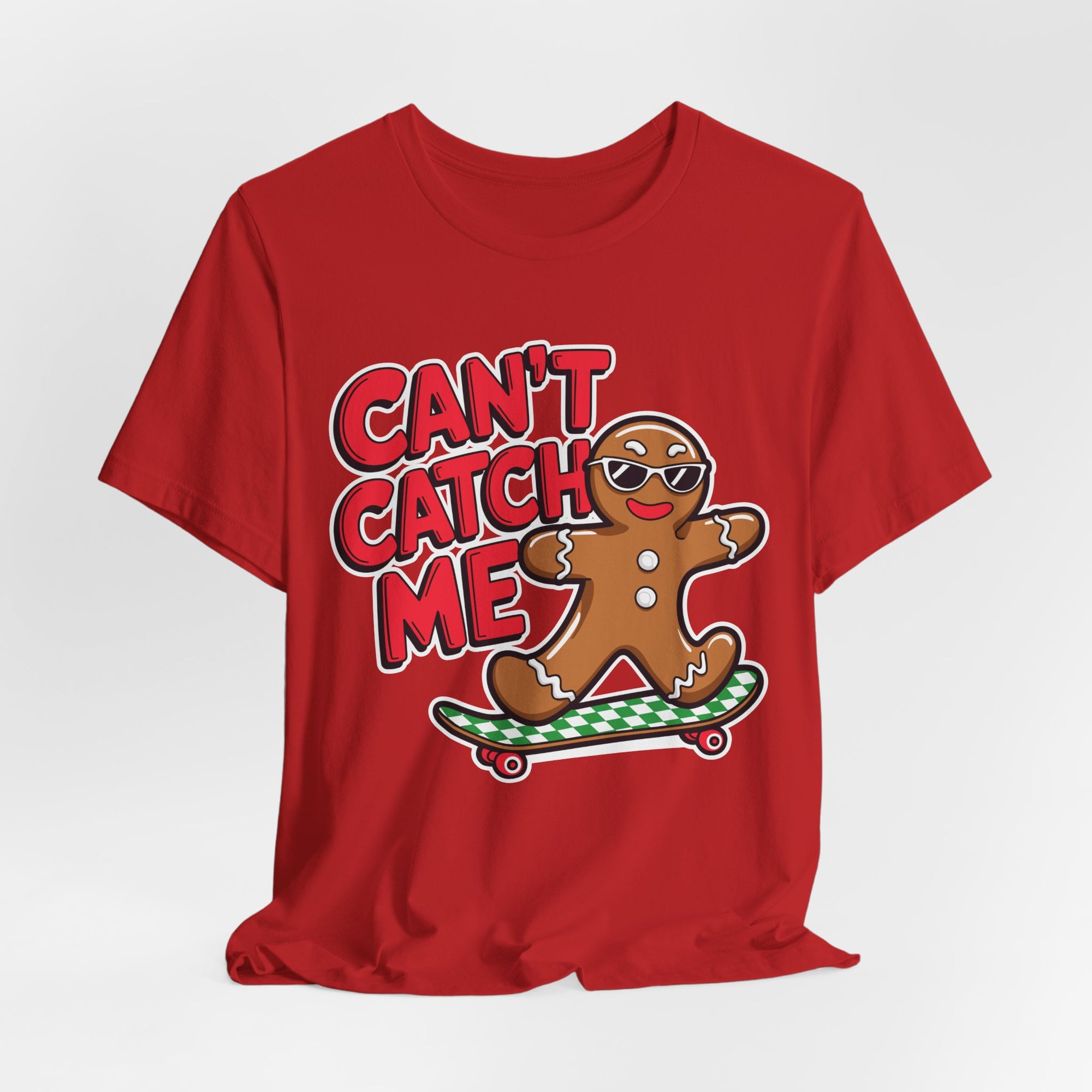 Gingerbread Skateboard Tee, Funny Holiday T-Shirt, Unisex Christmas Gift