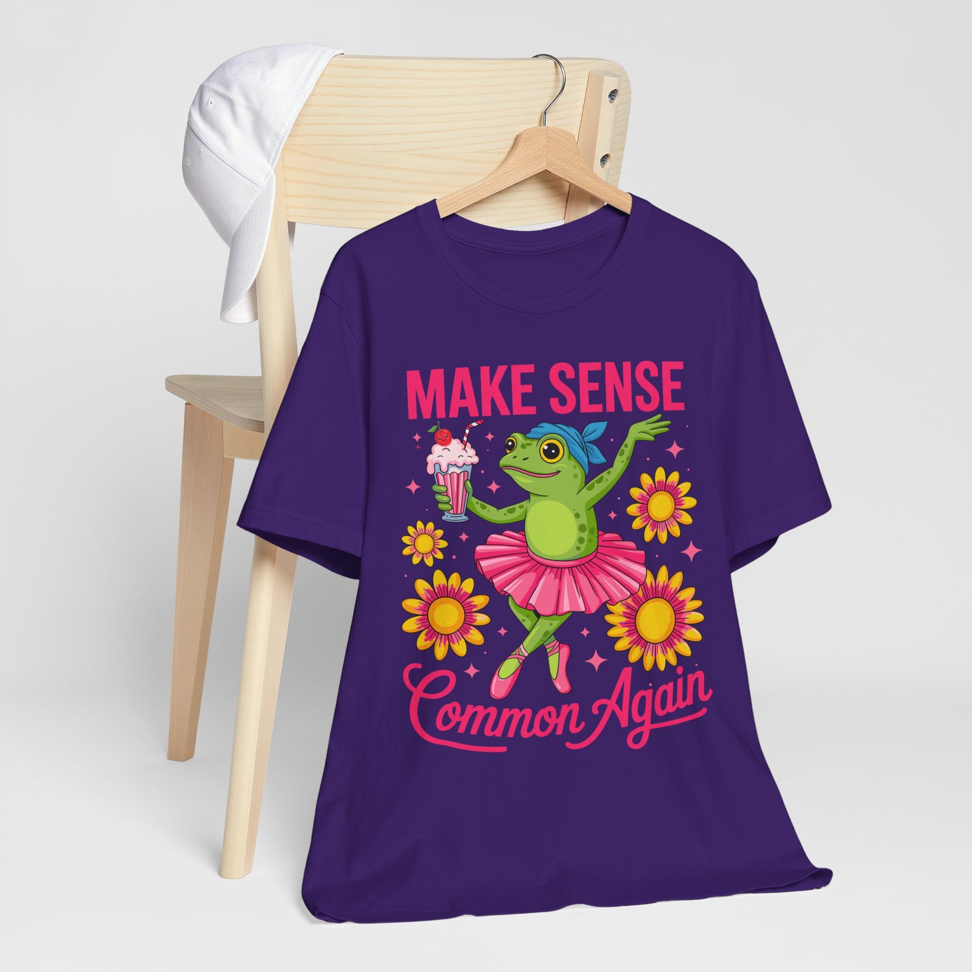 Make Sense Common Again T‑Shirt — Cute Dancing Frog Graphic Tee