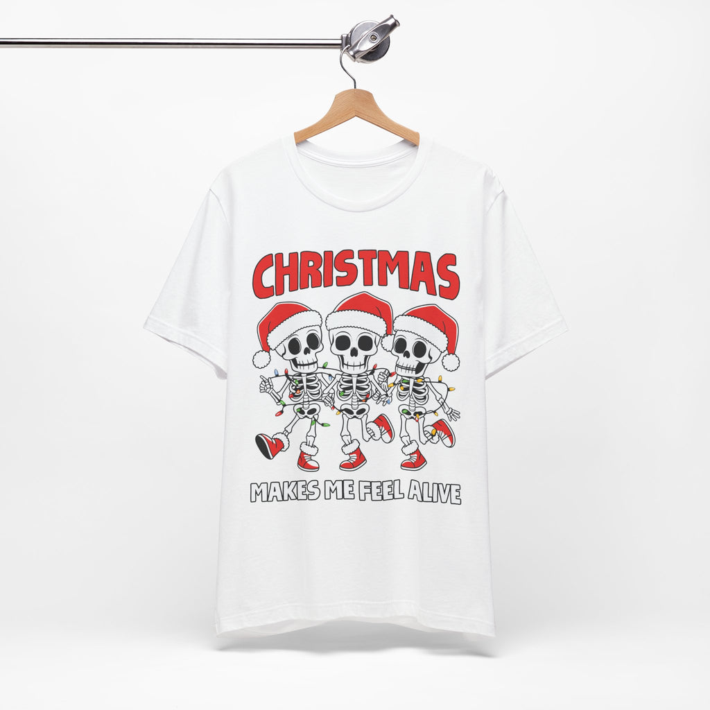 Skeleton Christmas Tee, Holiday Shirt, Unisex Christmas T-Shirt, Fun Winter Apparel, Party Outfit.