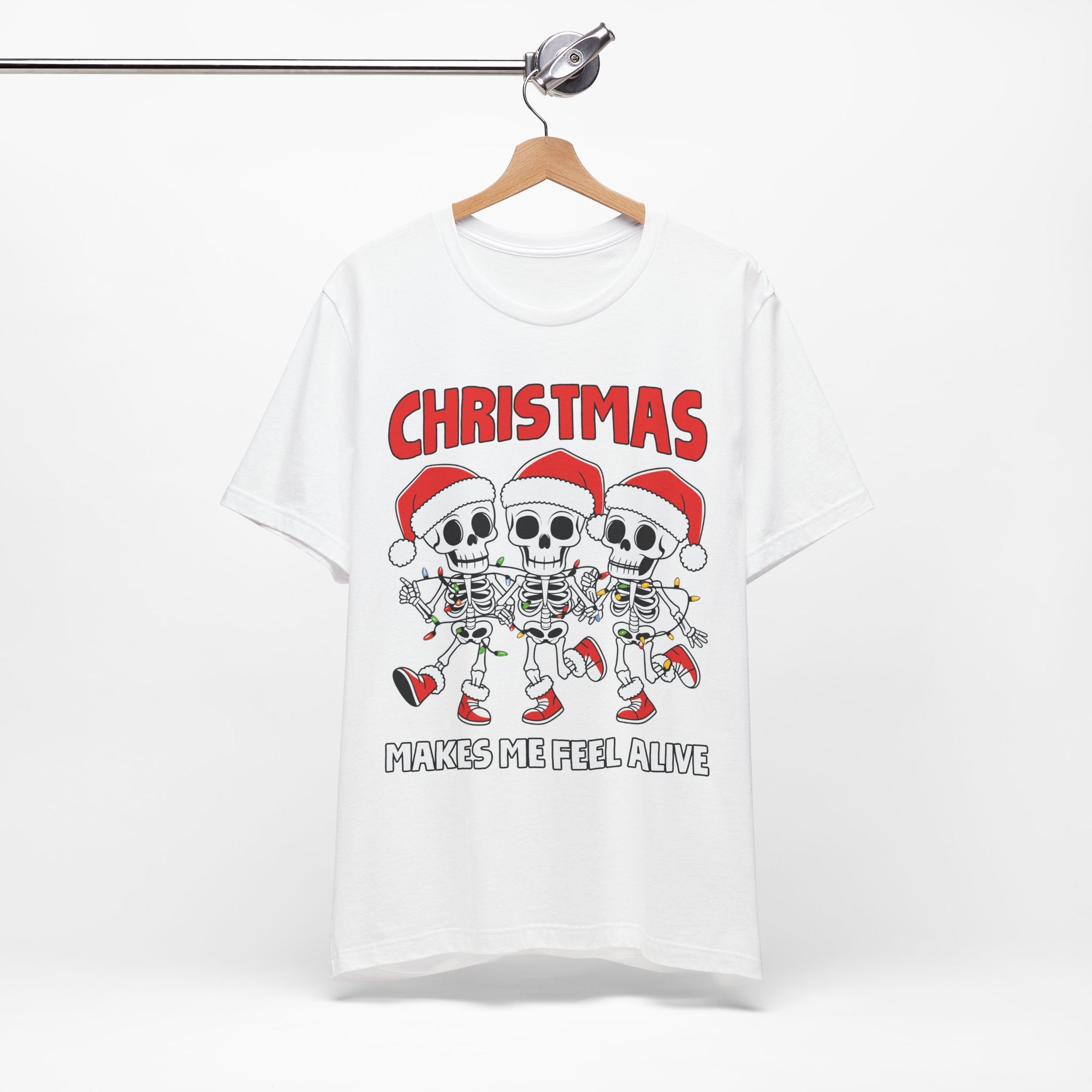 Skeleton Christmas Tee, Holiday Shirt, Unisex Christmas T-Shirt, Fun Winter Apparel, Party Outfit.