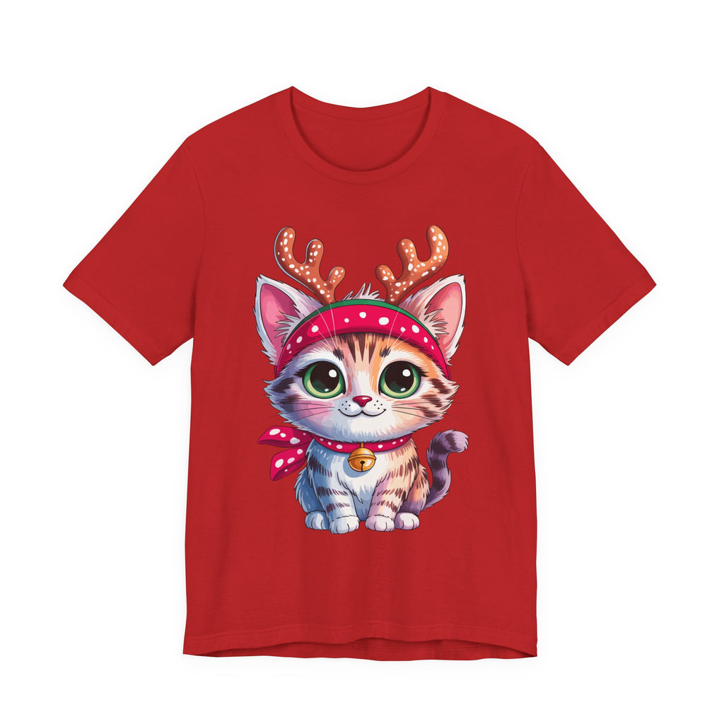 Cute Cat Holiday Tee Shirt, Unisex Cat Lover Gift, Christmas T-Shirt, Animal Graphic Tee, Fun Holiday Apparel