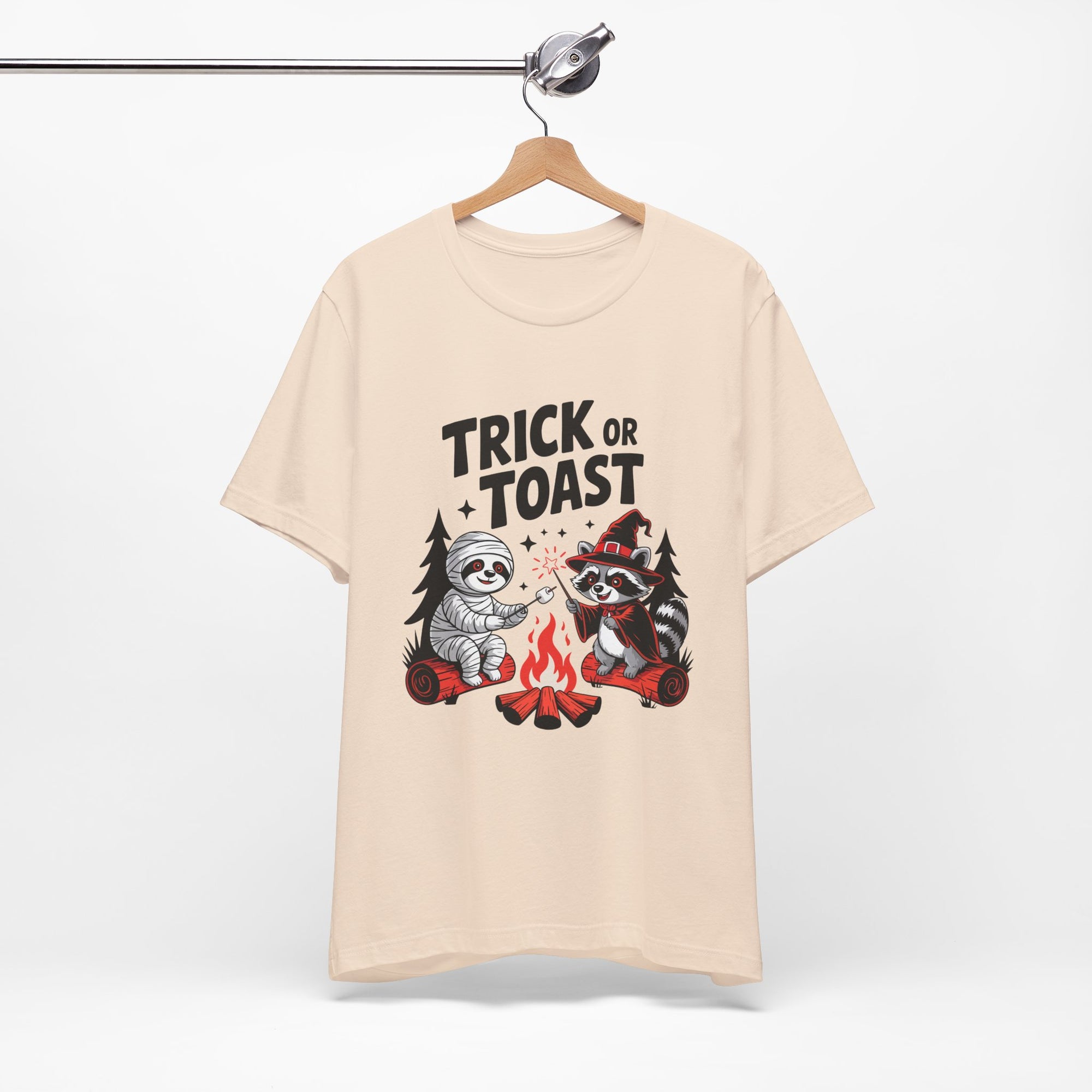 Graphic Tee for Outdoor Lovers - Trick or Toast Sloth & Raccoon, Perfect Fall Gift