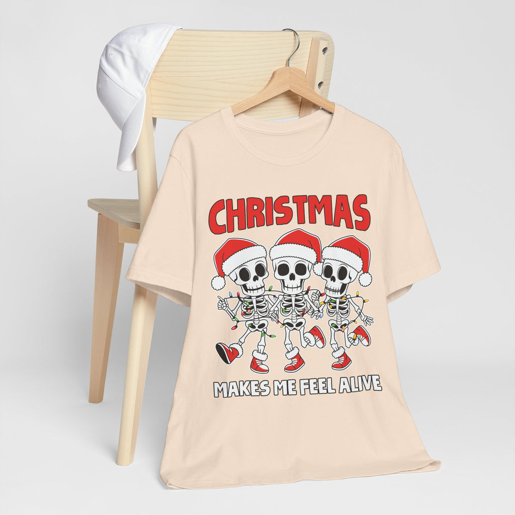 Skeleton Christmas Tee, Holiday Shirt, Unisex Christmas T-Shirt, Fun Winter Apparel, Party Outfit.