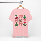 Festive Pet Lover Tee - Christmas Celebration Shirt, Holiday Gift for Dog Owners, Cute Winter Apparel, Paw Print T-Shirt, Unisex