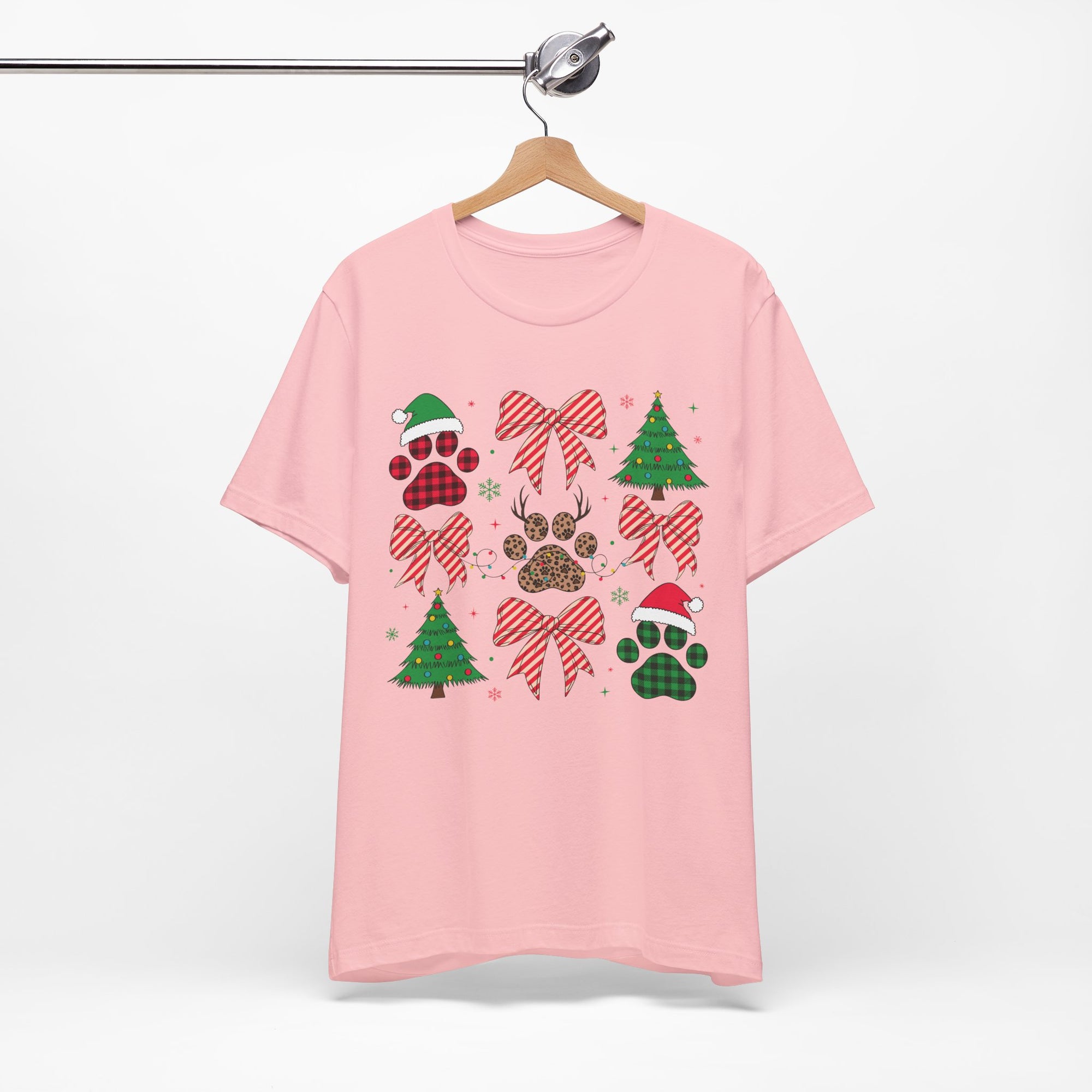 Festive Pet Lover Tee - Christmas Celebration Shirt, Holiday Gift for Dog Owners, Cute Winter Apparel, Paw Print T-Shirt, Unisex