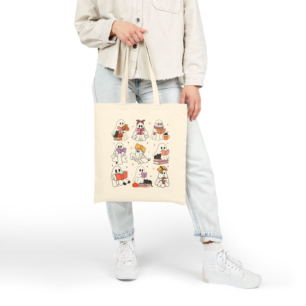 Cotton Canvas Tote Bag - Cute Ghosts Halloween Gift