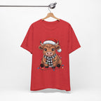 Festive Cow Christmas Tee, Unisex Holiday Shirt, Cute Animal T-Shirt