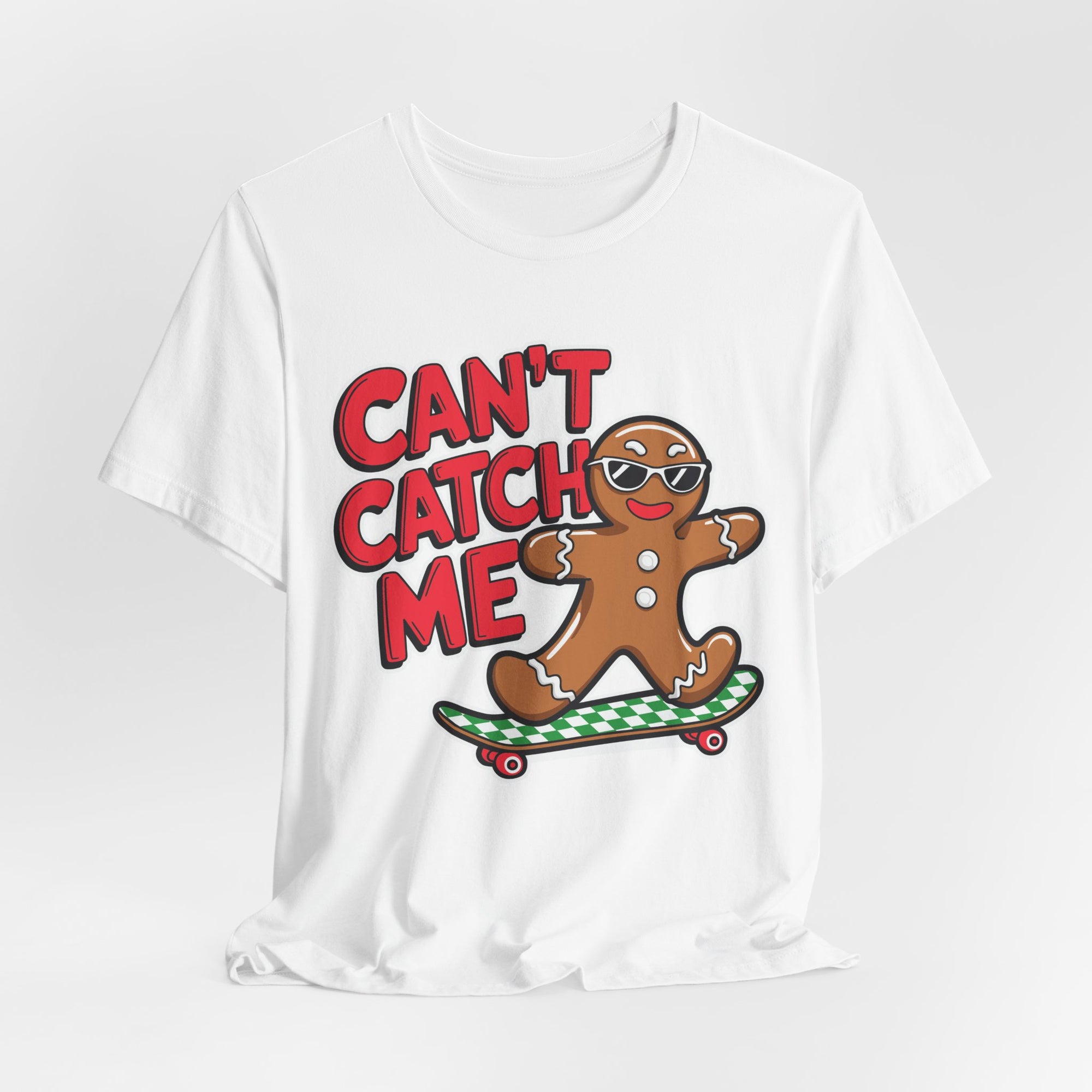 Gingerbread Skateboard Tee, Funny Holiday T-Shirt, Unisex Christmas Gift